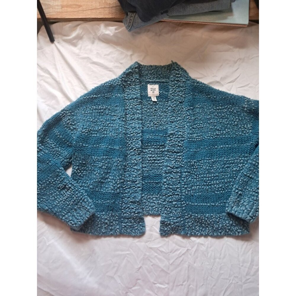 Billabong Women’s Open Knit Cardigan Size Small Blue Lightweight Casual Cottage